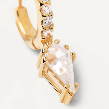 Μονό σκουλαρίκι κρίκος Pdpaola PG01-768-U Essentials Manila Gold σε χρυσό χρώμα με ζιργκόν δάκρυ.